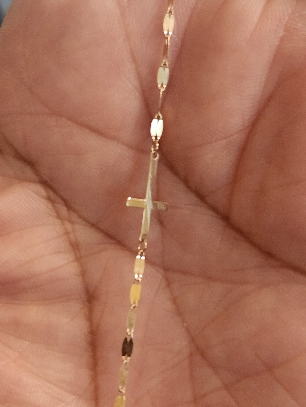 Delicate Cross Pendant Bracelet in 10k Yellow Gold